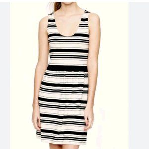 J. Crew Factory Villa Dress Sleeveless Ivory Black Stripe Cotton Size Small